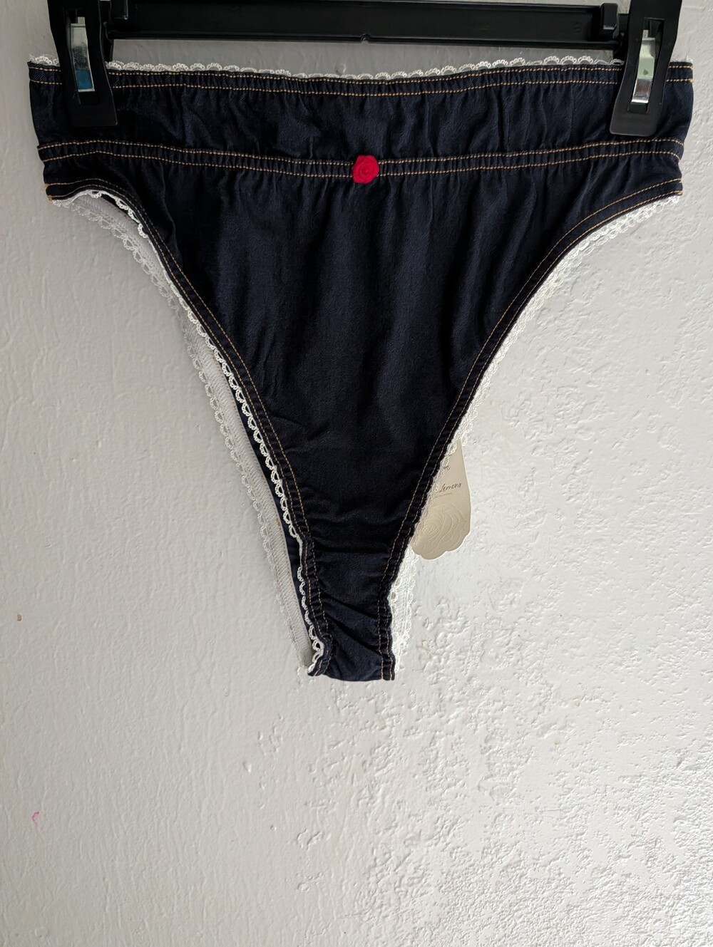 Women’s High-Cut Jeans Style Panty with Lace Trim